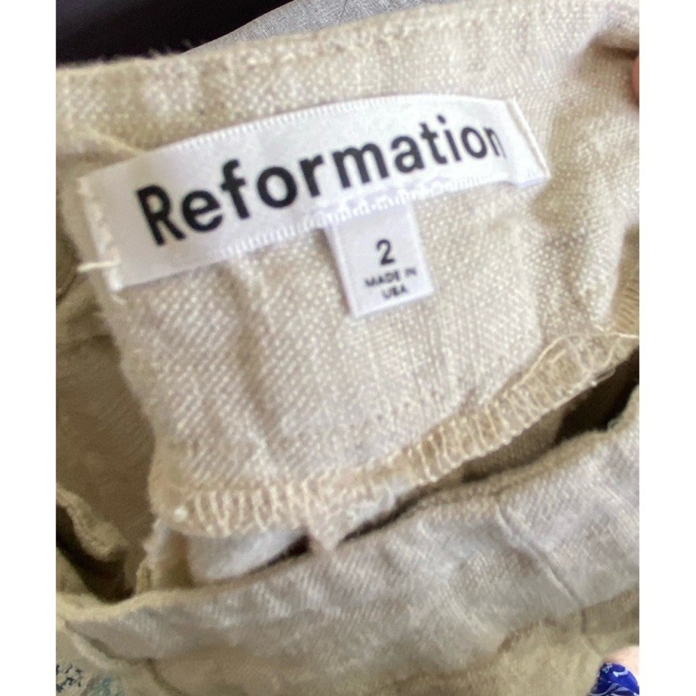 REFORMATION Oatmeal Vesta 100% Linen Pleated High Rise Pant Beachy Coastal Sz 2 - Picture 6 of 7